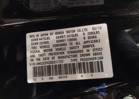 2013 Acura Tsx 2.4 from USA, damaged, VIN JH4CU2F42DC011737